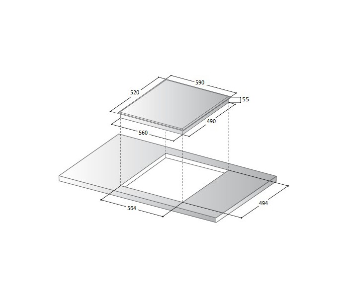 dimensions encastrement plaque de cuisson 4 feux