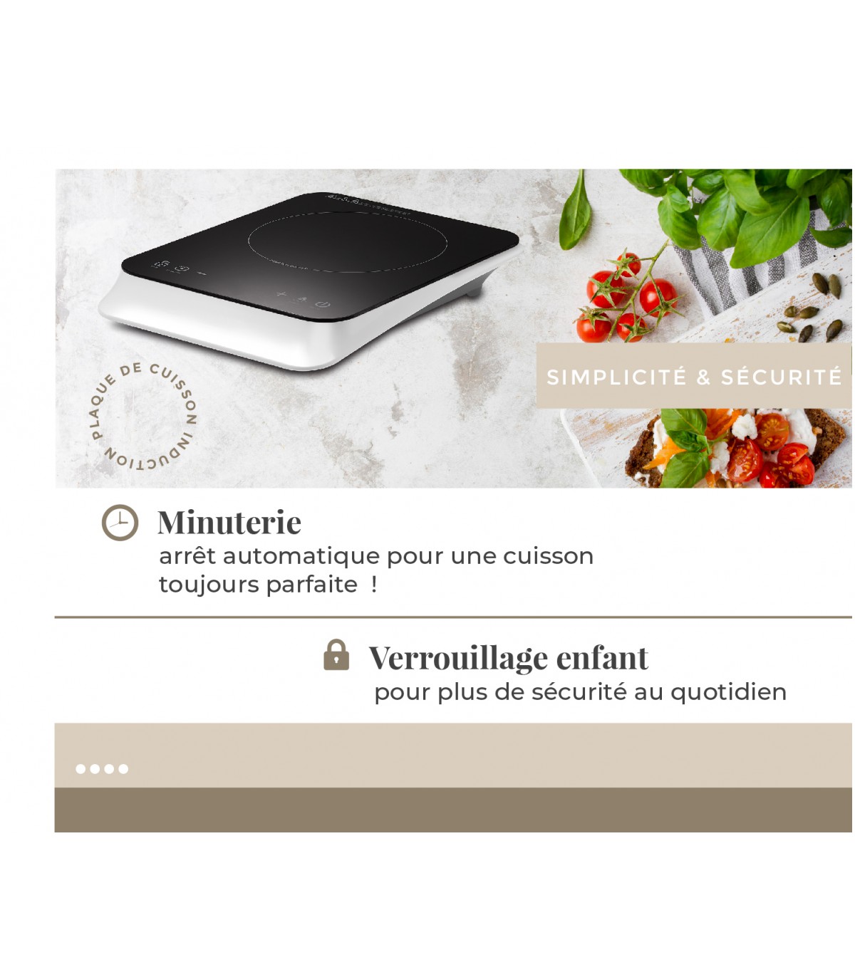 Plaque induction Beldeko - plaque de cuisson induction 4 foyers avec  minuterie, 7900w, 4 boosters, verrou enfants