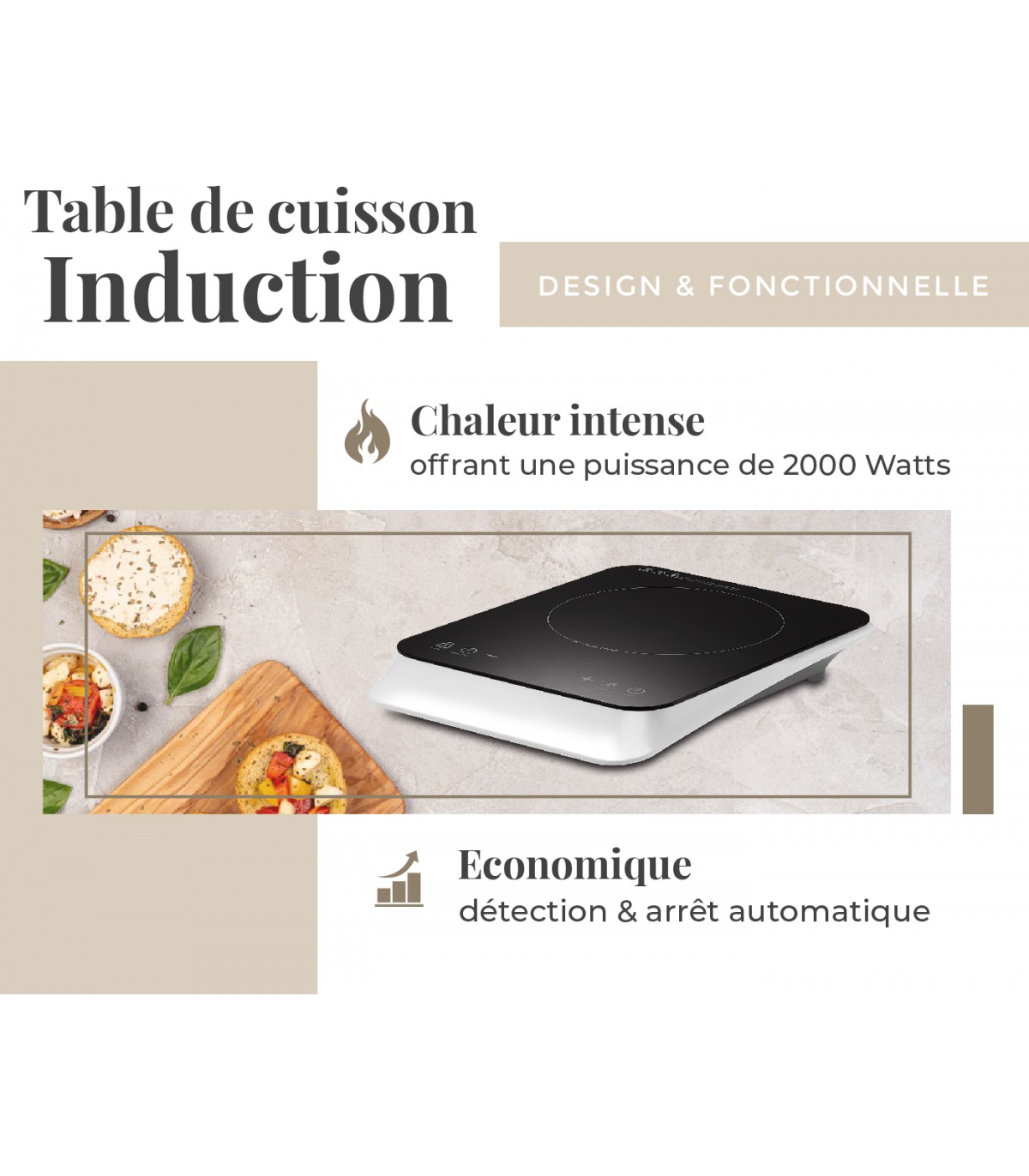 Plaque Induction Portable, plaque de cuisson à induction de 2000W