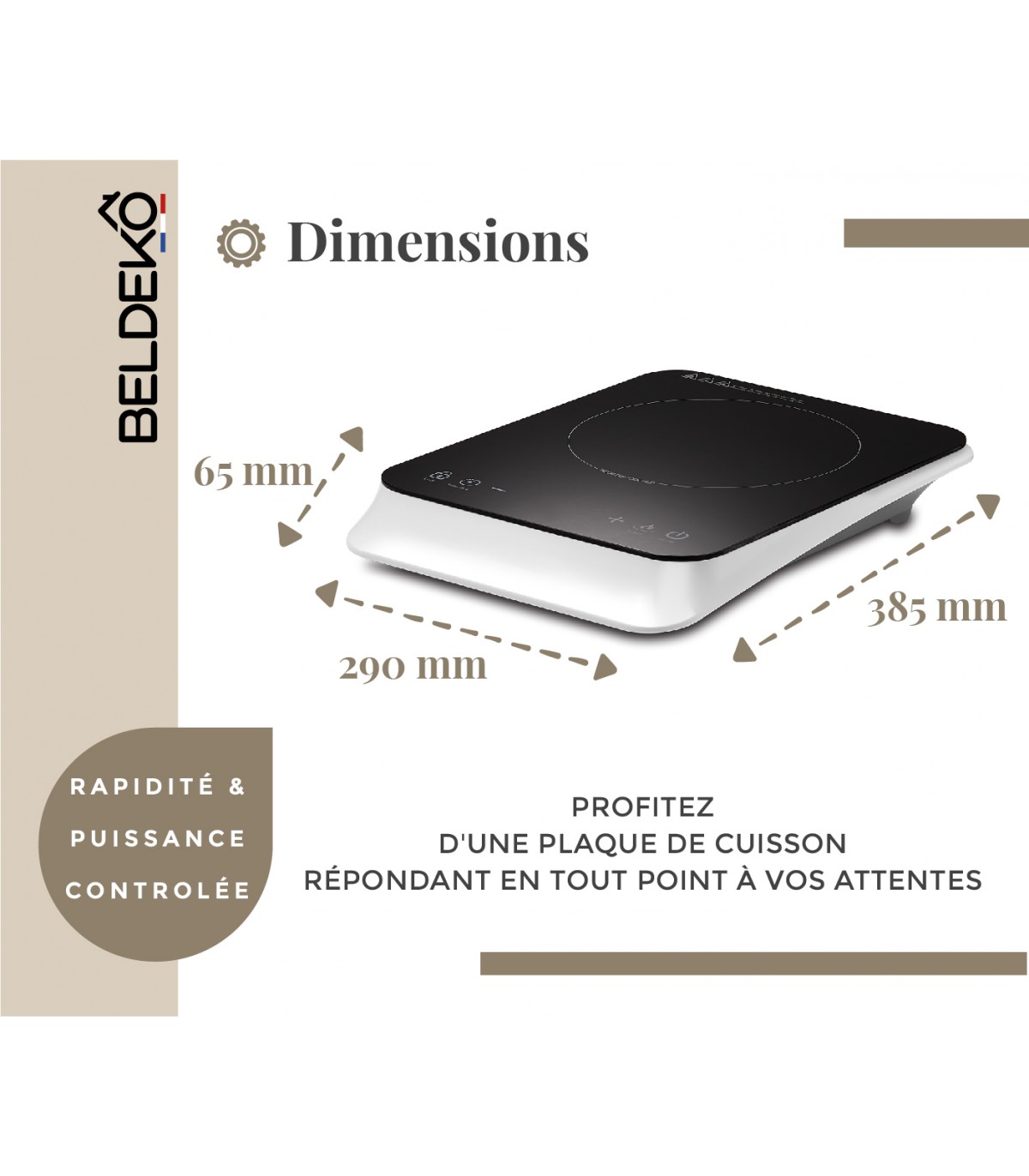 Plaque Induction Portable 1 Feu BELDEKO - 2000W - Design Premium, Fiable et  Robuste 