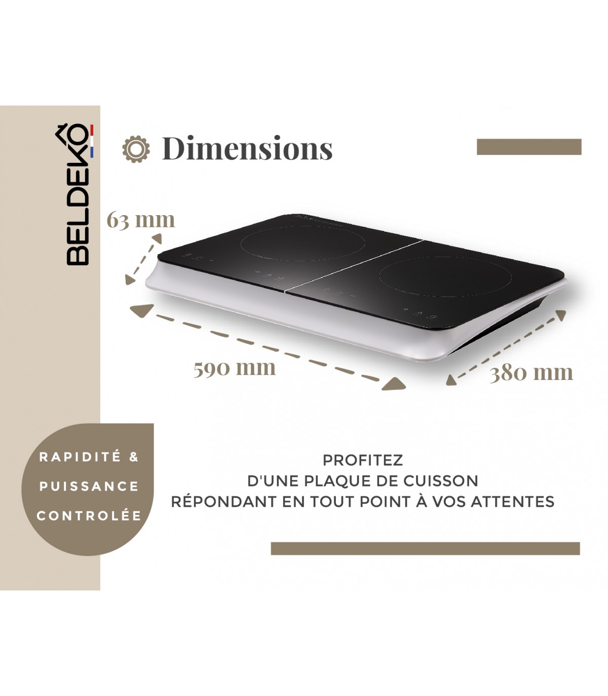 Plaque Induction Portable de 3500W sensitive, 10 niveaux de puissance