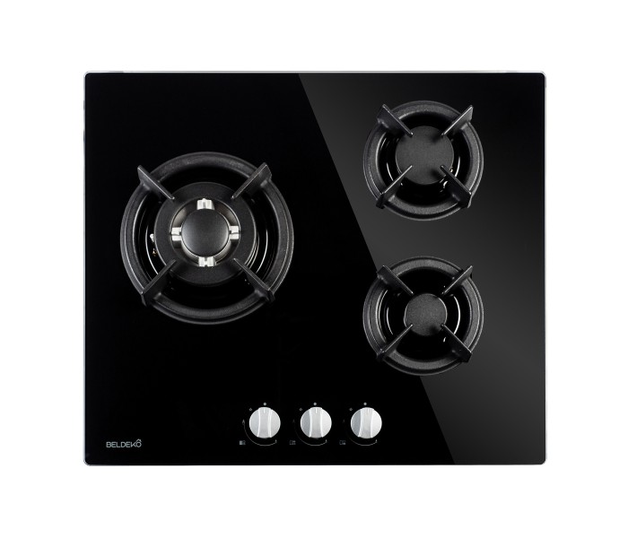 Plaque gaz 3 foyers verre noir