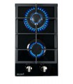 PLAQUE DE CUISSON GAZ DOMINO — DOUBLE COURONNE — VERRE NOIR & FONTE | BELDEKO