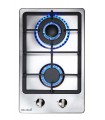 PLAQUE DE CUISSON GAZ DOMINO — DOUBLE COURONNE — INOX & FONTE | BELDEKO