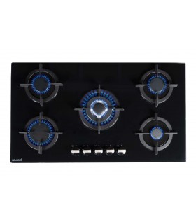 Table de cuisson gaz 5 feux verre noir