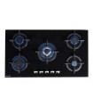 PLAQUE DE CUISSON GAZ 5 FOYERS — VERRE NOIR & FONTE | BELDEKO