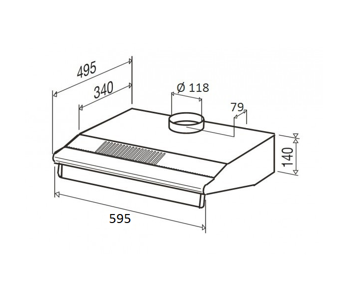 GRETA 60 XS - Hotte Casquette 60 cm. Hotte visière, Inox , puissance, filtre à graisse.