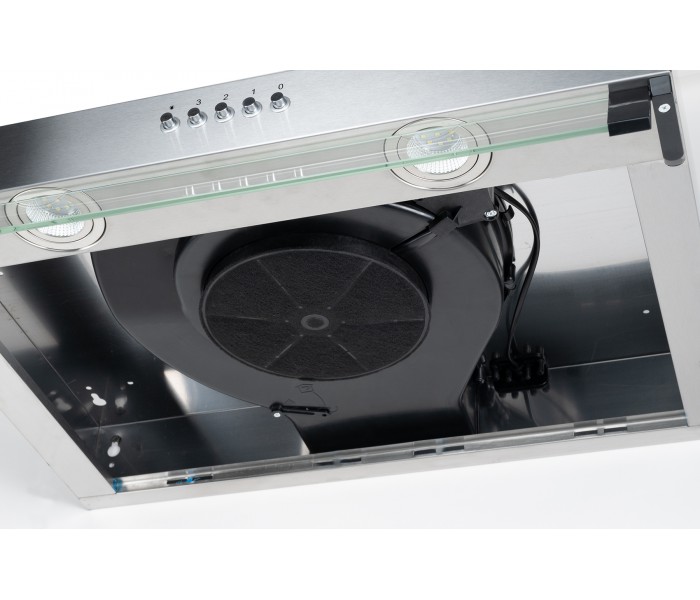 Hotte casquette inox 60cm visiere filtre à charbon recyclage evacuation