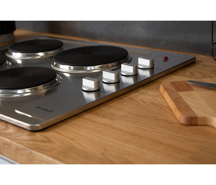Plaque éléctrique 4 foyers, inox encastrable, fonte