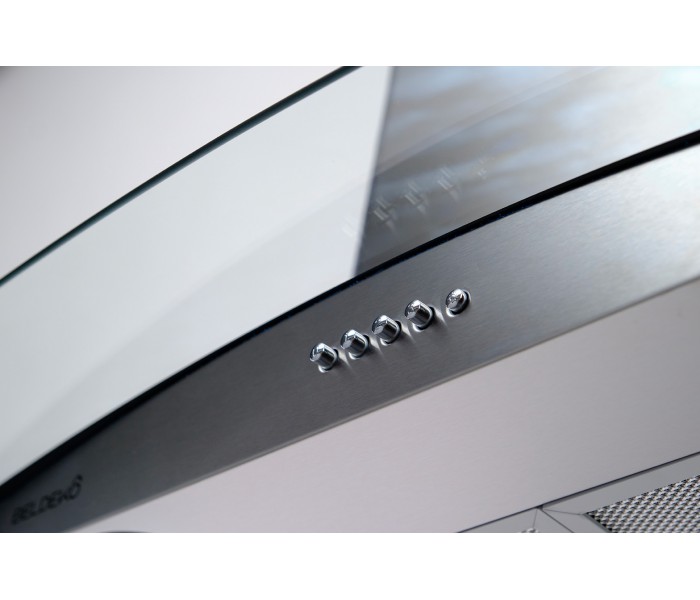 Hotte inox, verre, inclinée, arrondie, 60 cm, galbée, Callys, beldeko