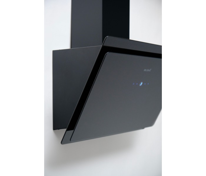 Hotte 60 cm, noir, incliné, touche tactile, recyclage, évacuation extérieur, design