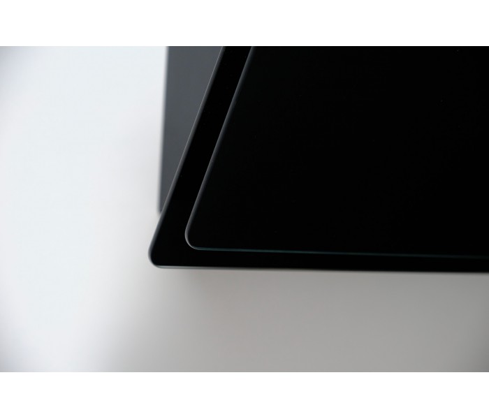 Hotte 60 cm, noir, incliné, touche tactile, recyclage, évacuation extérieur, design