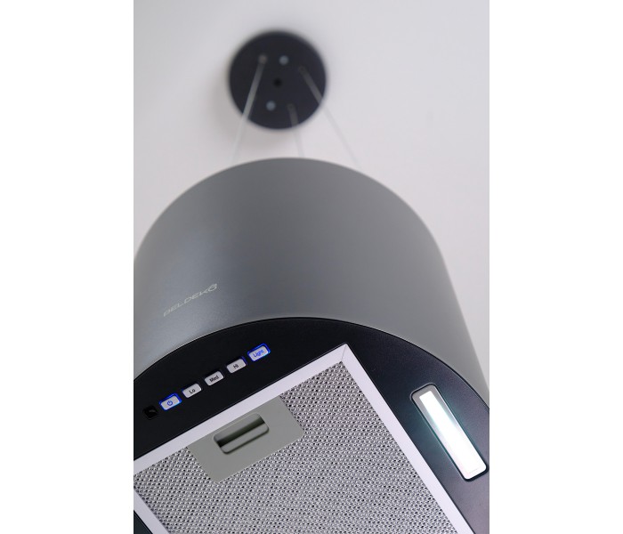 hotte ronde noir a suspendre ilot, hotte suspendu, ronde, noir, recyclage