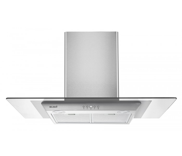 hotte de cuisine en inox et verre design puissant française beldeko