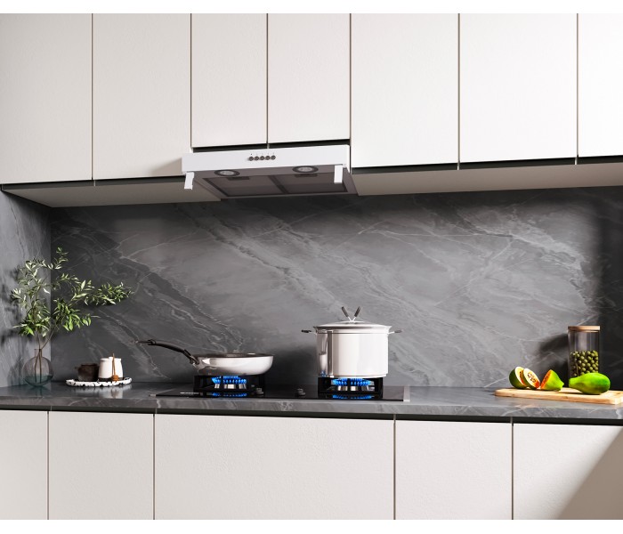 Hotte casquette blanche 60 cm, sous meuble, visière, decorative, blanc, blanche