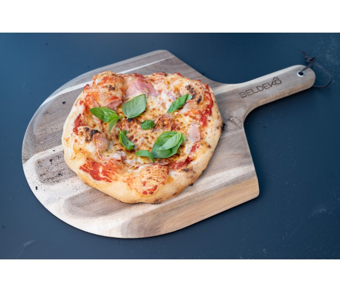 Planche à pizza, plateau à pizza, bois, massif, poignée