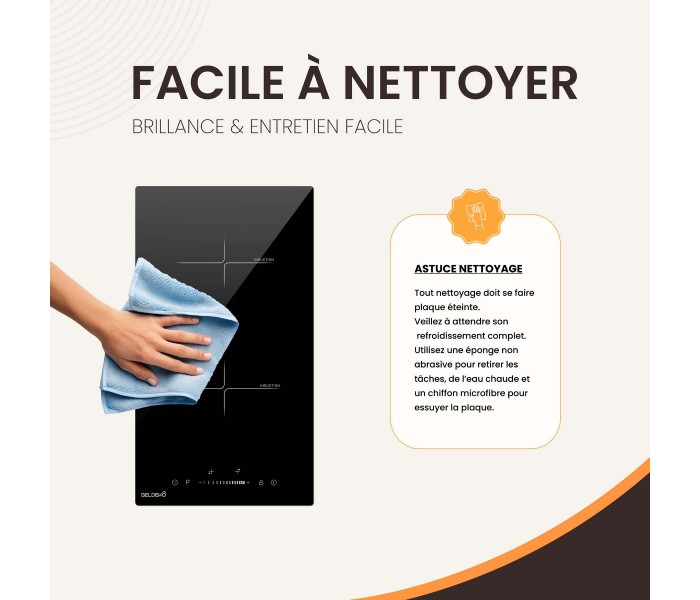 plaque induction, 2 feux, 2 foyers, 2 zones, domino, slider, booster,