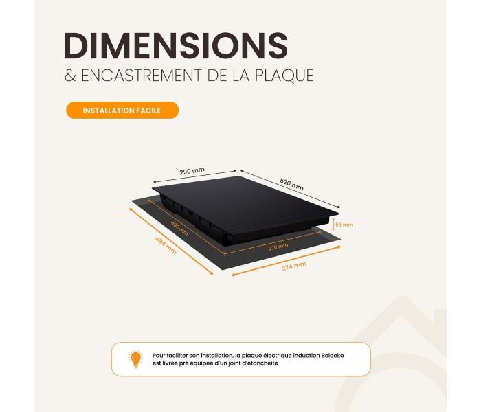 plaque induction, 2 feux, 2 foyers, 2 zones, domino, slider, booster,