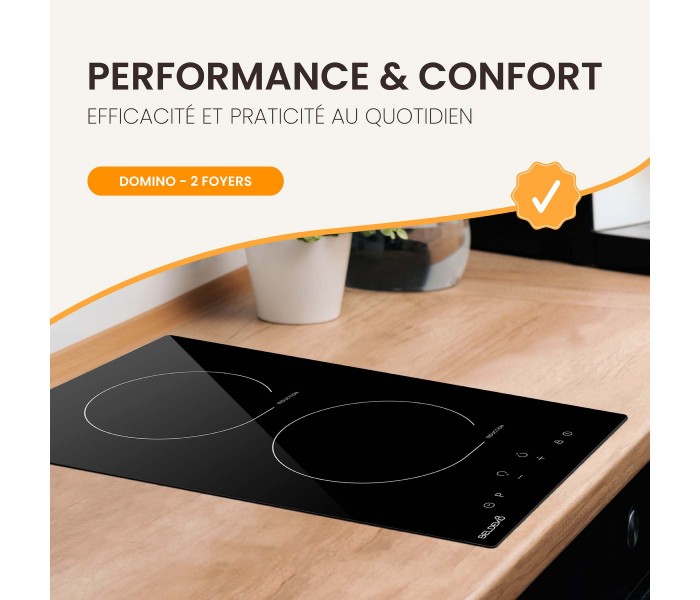 PLAQUE INDUCTION, 2 feux, 2 foyers, 2 zones, minuteur, booster, boost, encastrable, beldeko,