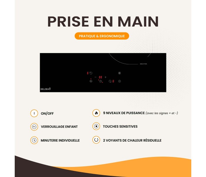 Plaque de cuisson à induction 3500W – Taille standard 59x52 cm avec seulement 2 foyers - minuteur