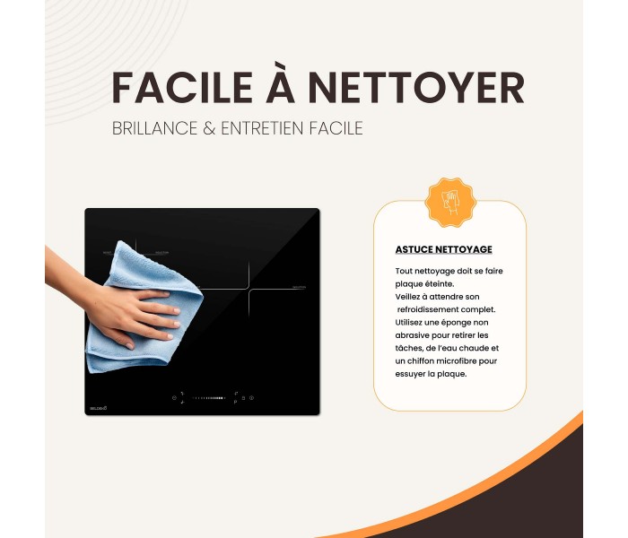 Plaque induction, table induction, 3 feux, 3 foyers, 3 zones, encastrable, slider, puissante, beldeko, minuteur