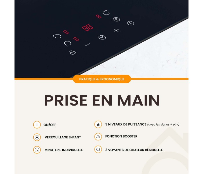 Plaque induction 3 feux, 3 foyers, encastrable, booster, puissante, beldeko, silencieuse