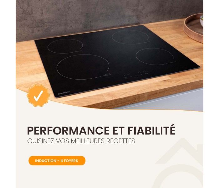 plaque induction, 4 feux, 4 foyers, 4 zones, encastrable, booster, silencieuse, puissante, francaise, beldeko