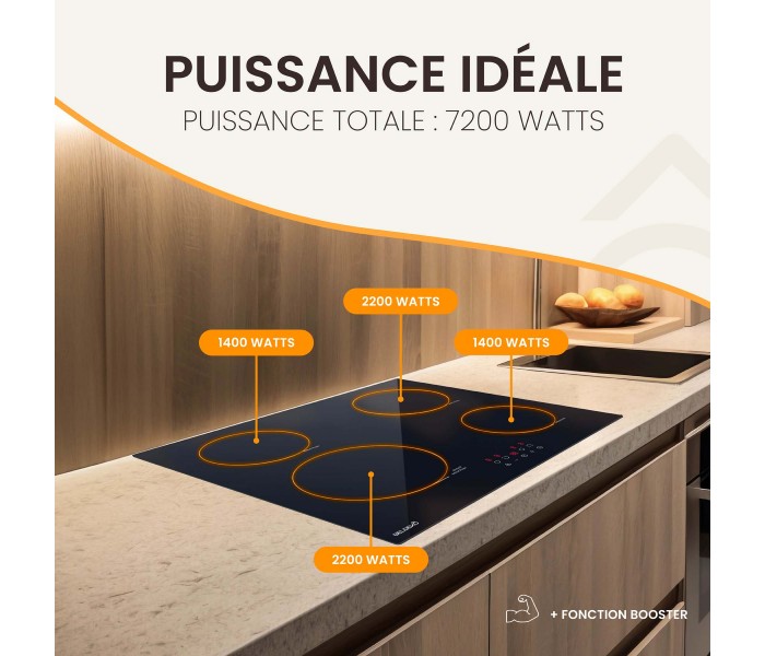 plaque induction, 4 feux, 4 foyers, 4 zones, encastrable, booster, silencieuse, puissante, francaise, beldeko