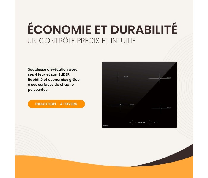 Table de cuisson 4 feux, plaque induction 4 foyers, plaque induction, induction avec Slider 8100W