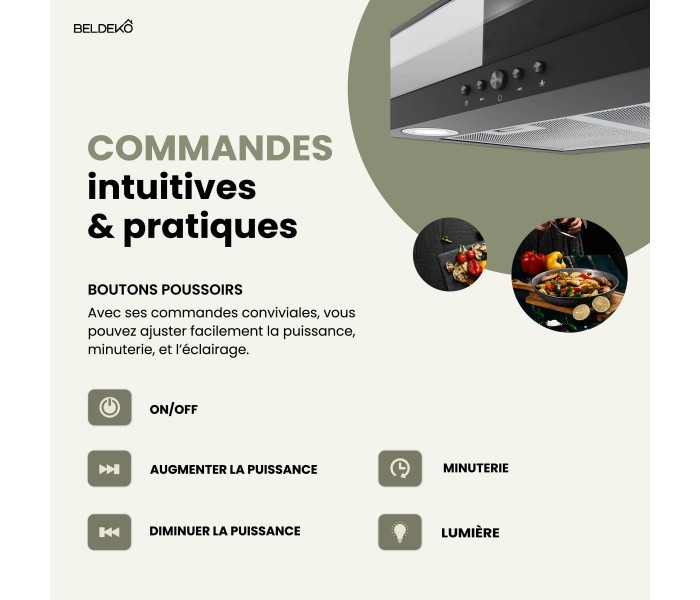 Hotte décorative noir verre design 90cm, hotte plate