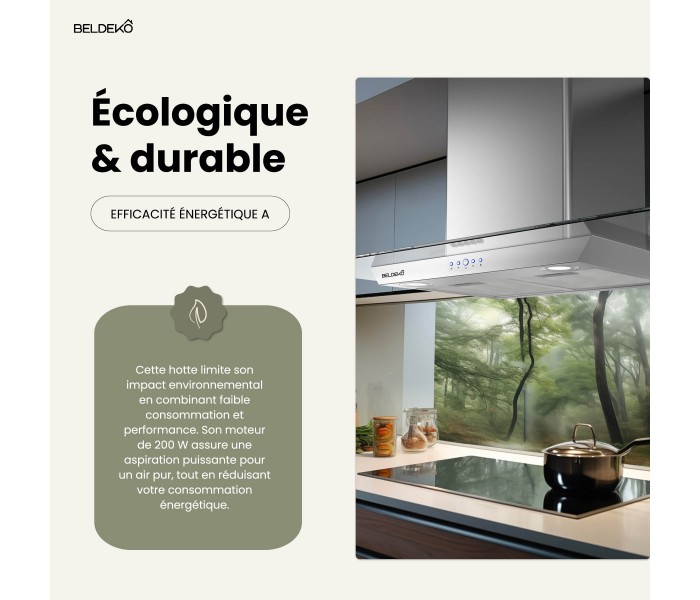 HOTTE DECORATIVE MURALE 90 CM - VERRE ET INOX