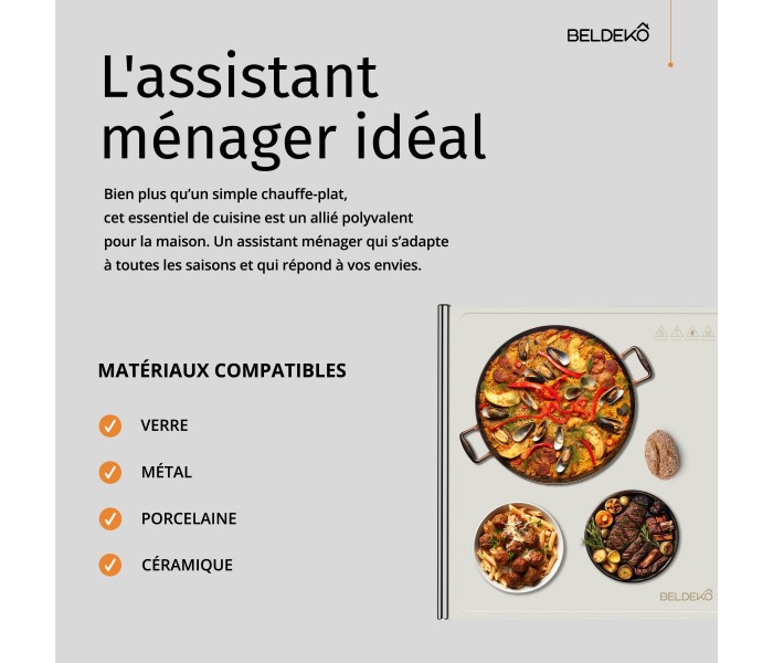 Chauffe plat, chauffe assiettes, souple, electrique, beldeko