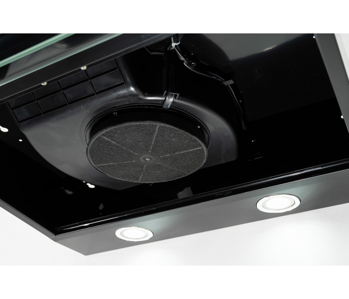 GRETA 60 BK - Hotte Casquette 60 cm. Hotte visière, coloris noir , puissance, filtre à graisse. Eclairage LED