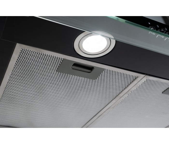 Hotte casquette noir, 60 cm, hotte visière, noir, filtre, evacuation, recyclage