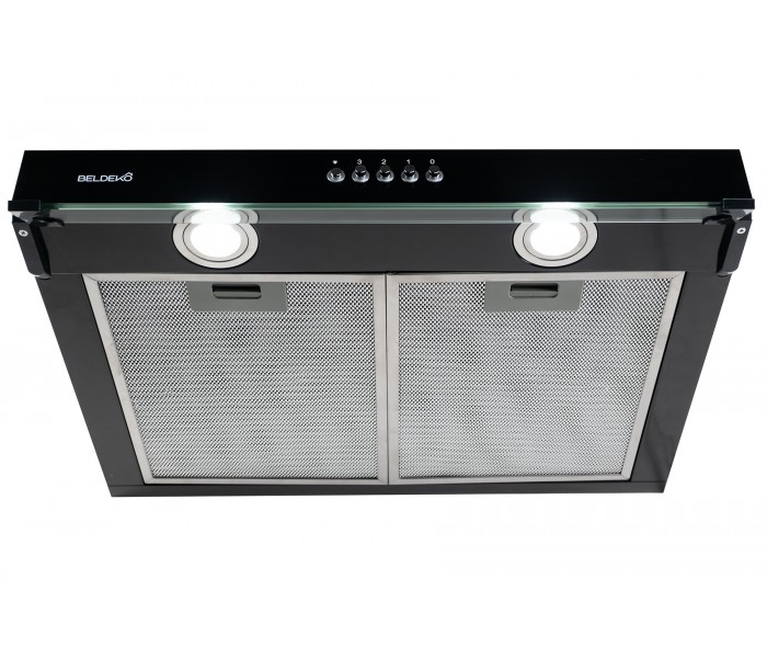 Hotte casquette noir, 60 cm, hotte visière, noir, filtre, evacuation, recyclage