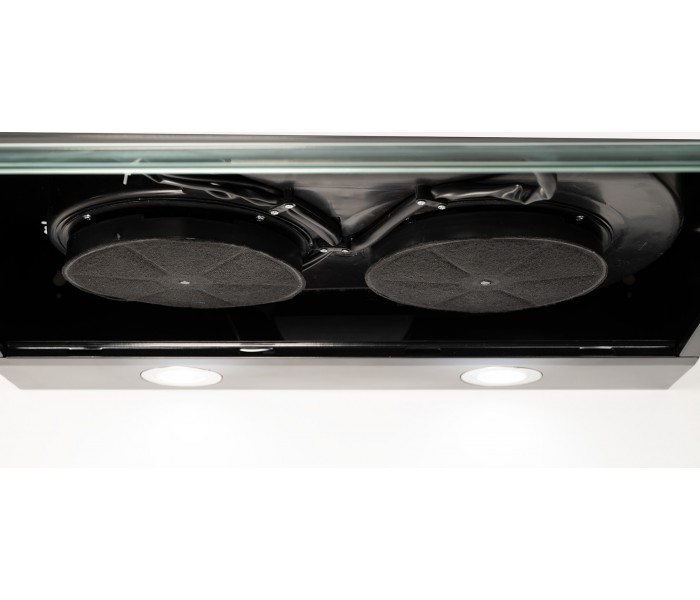 GRETA 60 BK - Hotte Casquette 60 cm. Hotte visière, coloris noir , puissance, filtre à graisse. Eclairage LED