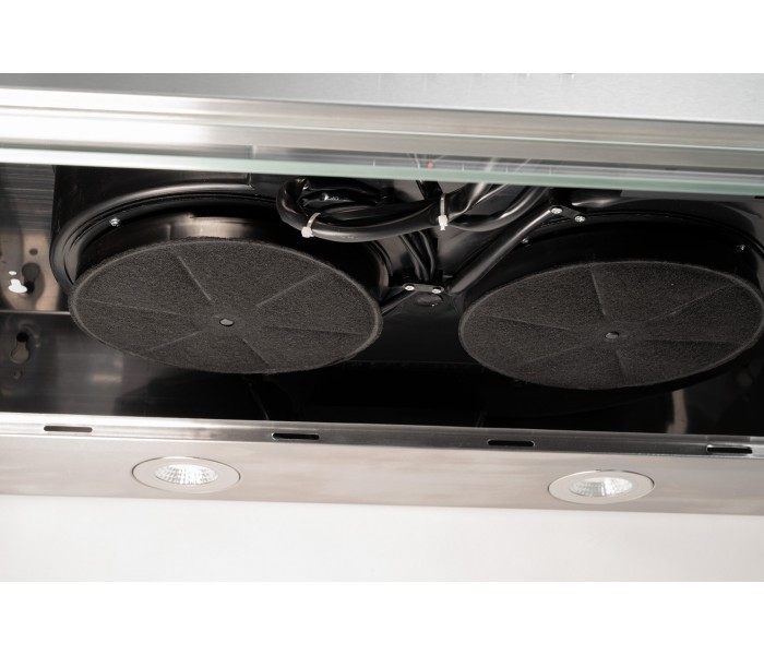 hotte casquette, 60 cm, Inox, visiere,  puissante, double moteur