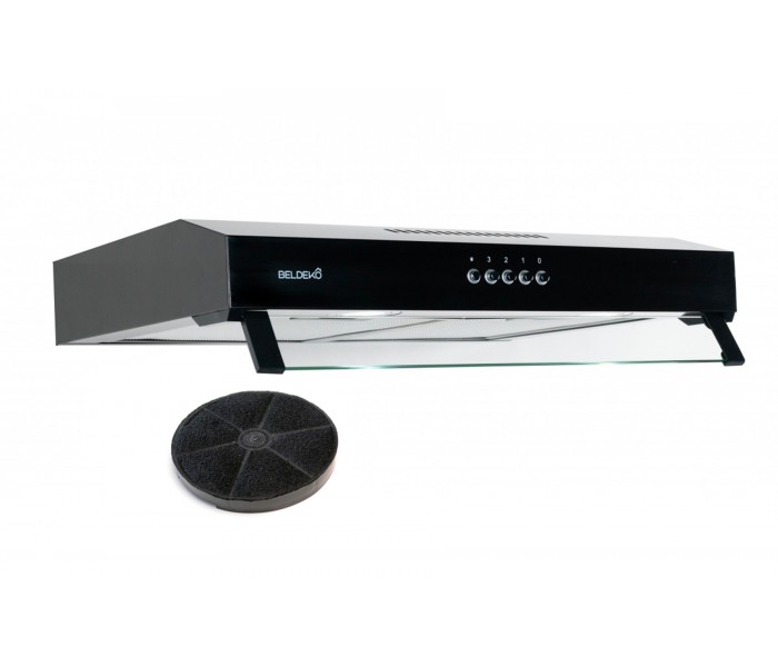 Hotte casquette noir, 60 cm, hotte visière, noir, filtre, evacuation, recyclage