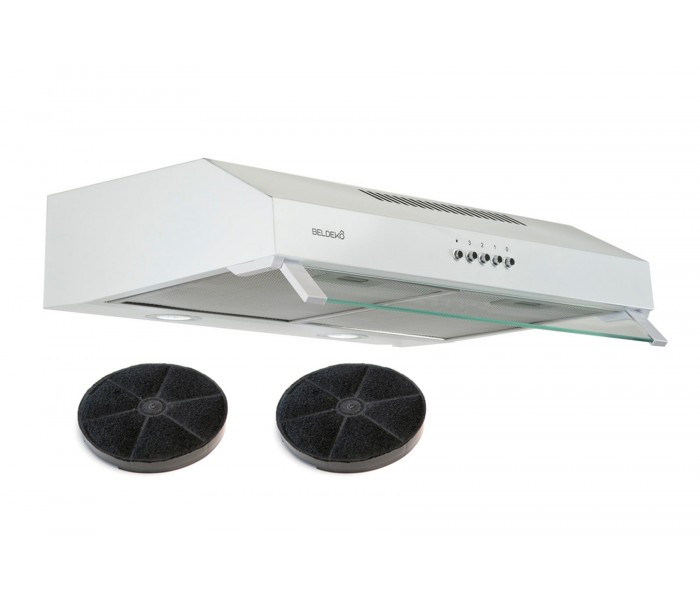 hotte casquette, 60 cm, blanche, visiere, 200x, puissante, double moteur