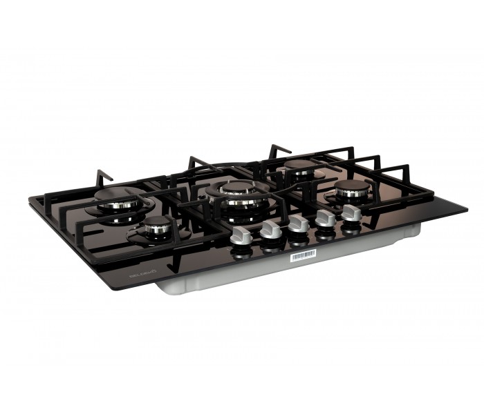 Plaque gaz, 5 feux, 5 foyers, encastrable, verre noir, 56x49, fonte, puissante, remplace 4 feux