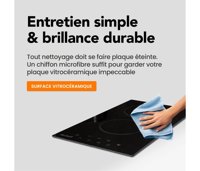 Plaque vitrocéramique 2 foyers, encastrable, 2 feux, fine