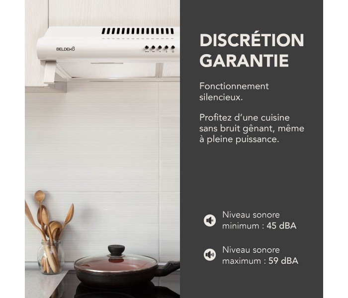 hotte casquette, blanche, 60 cm, hotte visière, hotte fine, blanc