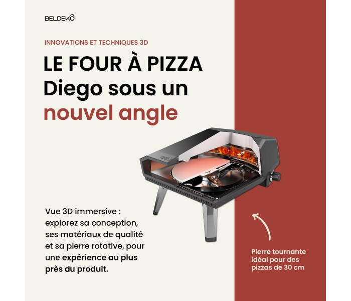 Four à pizza, gaz, pieere tournant, pierre rotative, beldeko diego