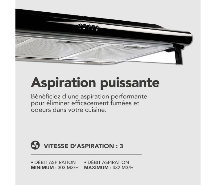 Hotte casquette noir, hotte visiere, 90 cm,