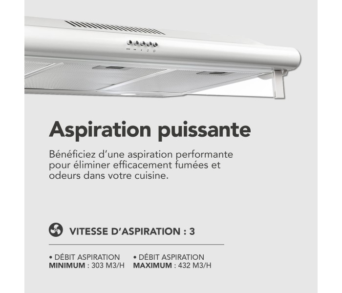 Hotte casquette 90 cm blanche, hotte visiere, 90, blanc