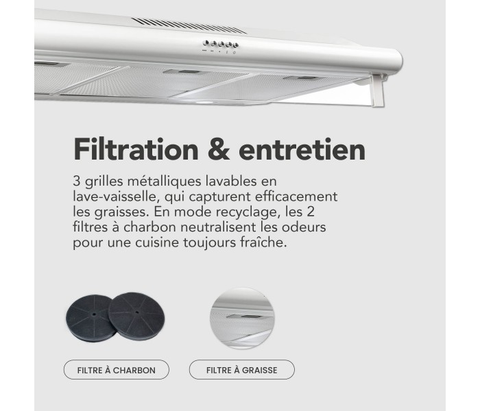 Hotte casquette 90 cm blanche, hotte visiere, 90, blanc