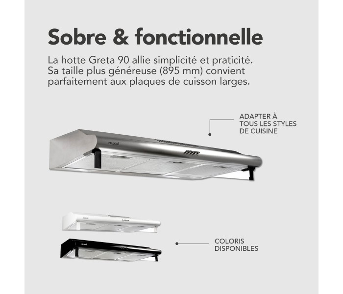 Hotte casquette 90 cm, inox, hotte visiere, 90