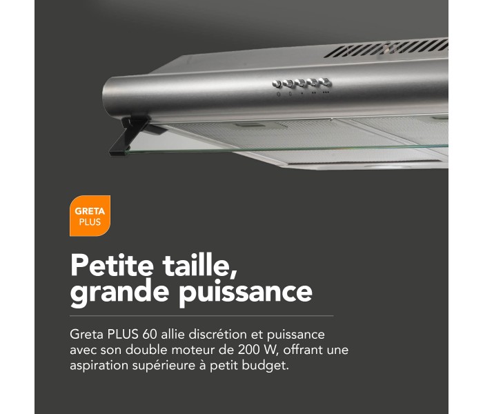 Hotte casque, inox, 60 cm, visiere, double moteurs