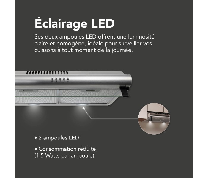 Hotte casque, inox, 60 cm, visiere, double moteurs