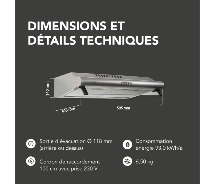 HOTTE CASQUETTE / VISIERE DOUBLE MOTEURS 60 CM - INOX | BELDEKO